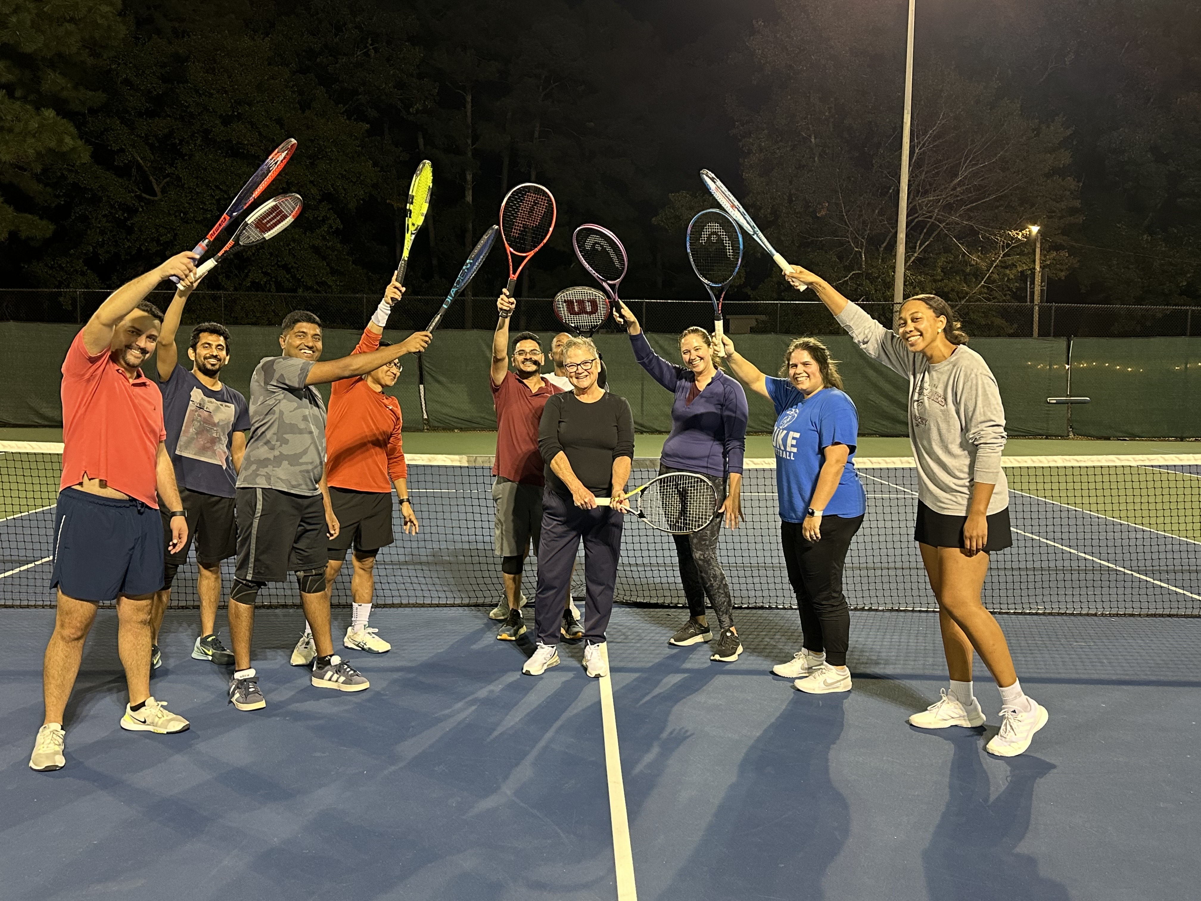 Adult tennis clinic at Action Park